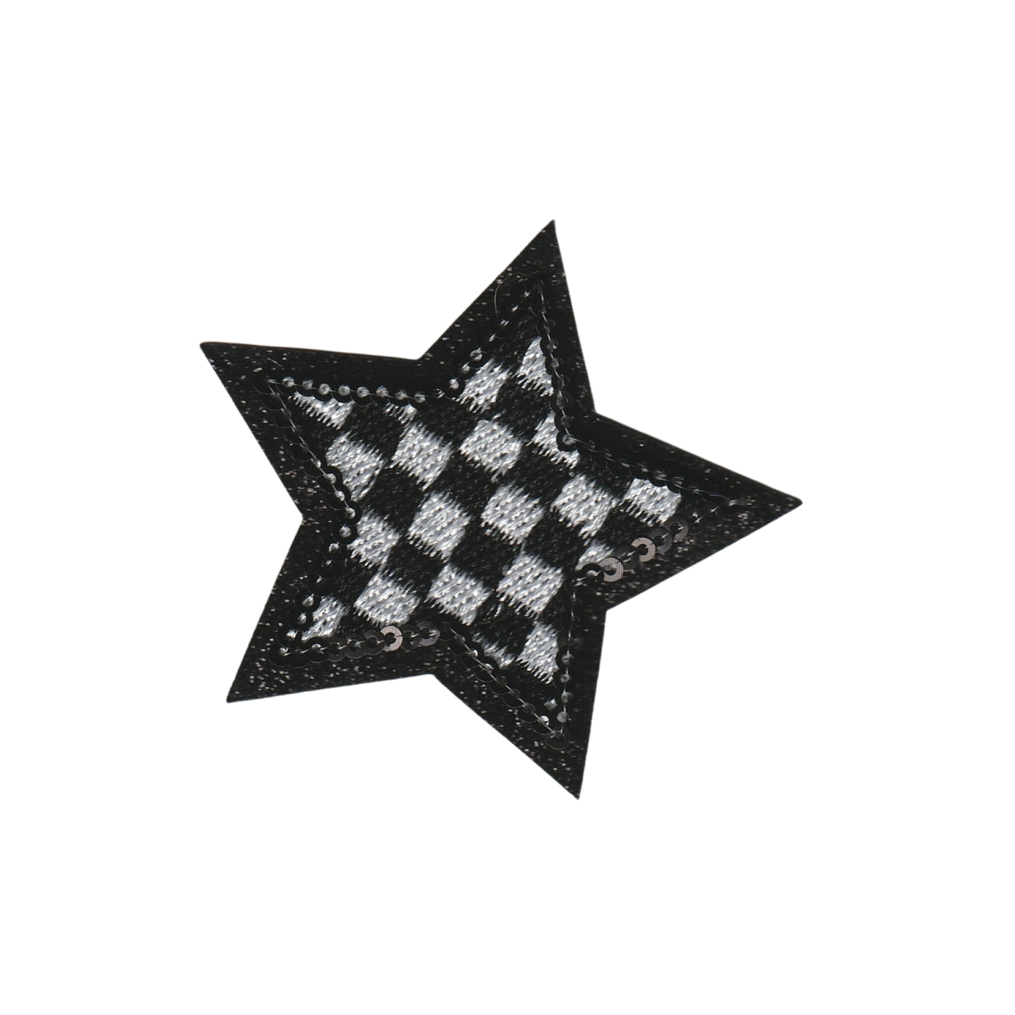 Fuzzy Checkered Black and White Star Patch
