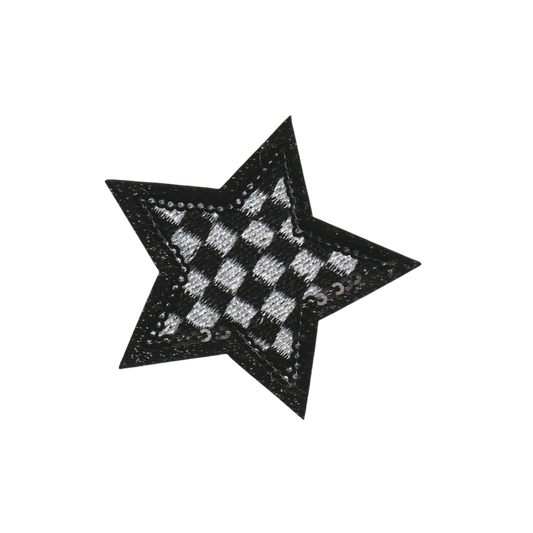 Fuzzy Checkered Black and White Star Patch