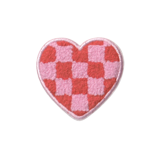 Checkered Pink Heart Patch