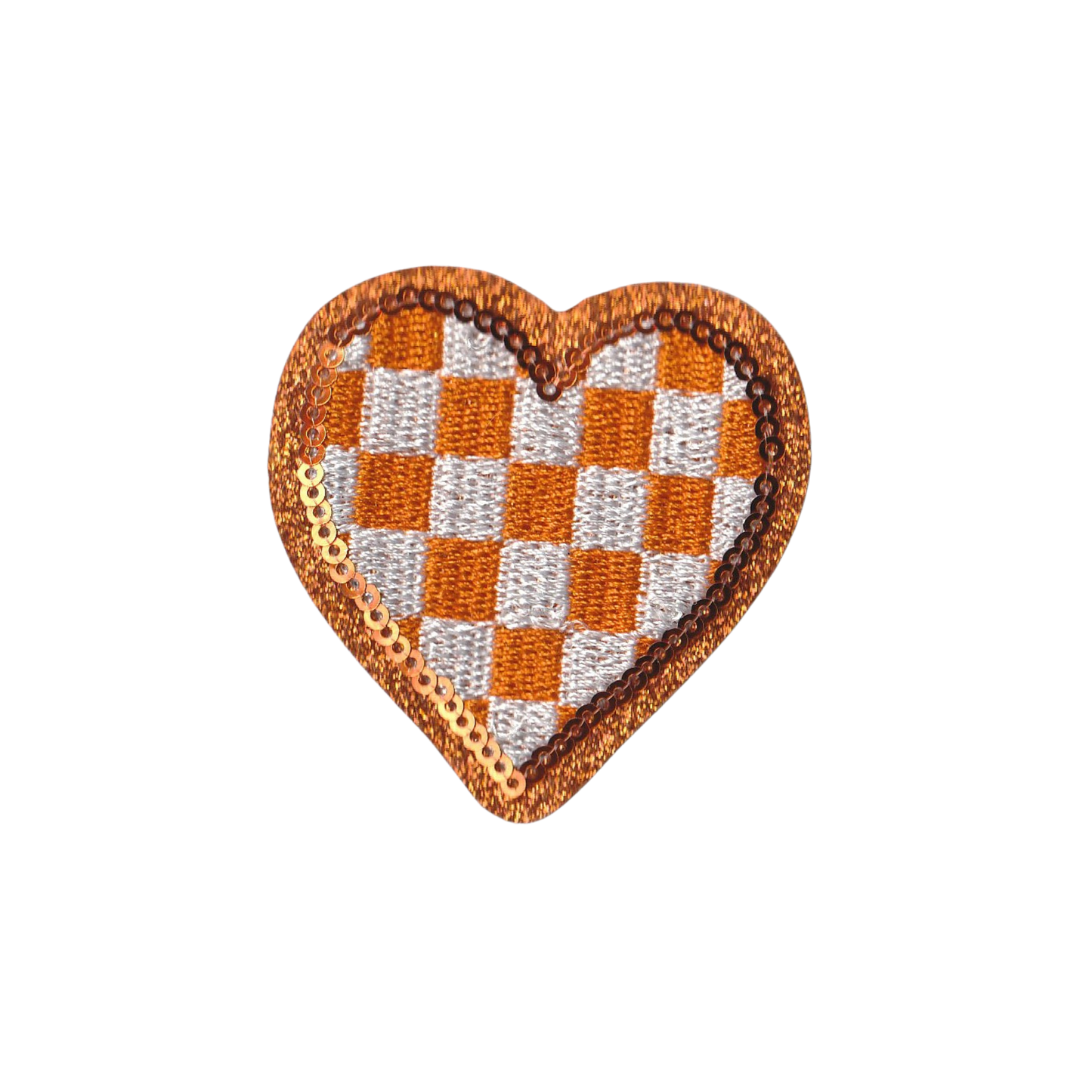 Checkered Orange Heart Patch
