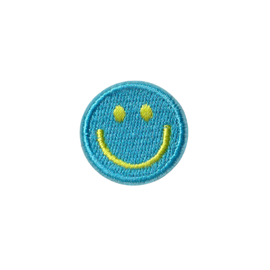 Small Blue Smiley Face Patch