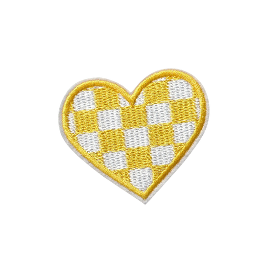 Checkered Yellow Heart Patch