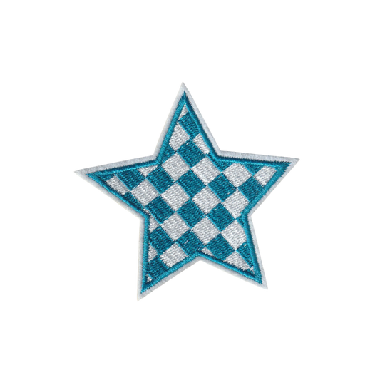 Blue and White Checkered Star Patch