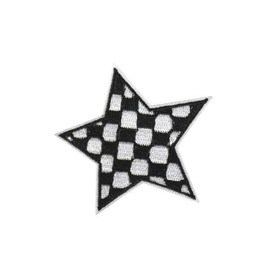 Black and White Checkered Star Patch