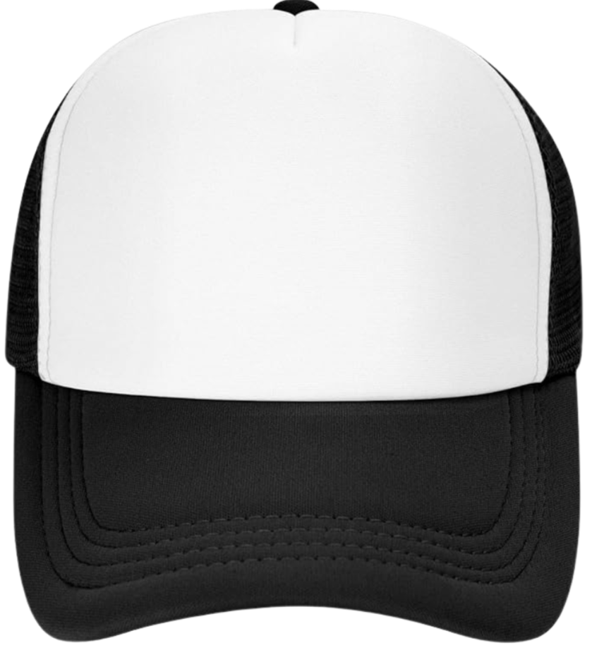 Black and white trucker cap on a white background