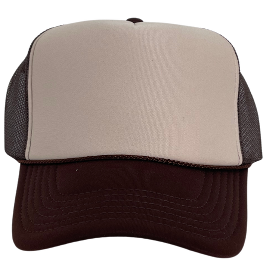 Custom Trucker Hat, Brown and Tan